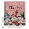 Double Love Christmas Snowman Bathroom Curtain 72 Inch Shower Curtain with Hooks, Waterproof Polyester Bath Curtain Washable Bathtub Curtain Winter Rustic Snowflake Let-It-Snow Pink 72''x 72'' view 3