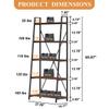 BON AUGURE Ladder Shelf Bookcase, 5-Tier Industrial Ladder Bookshelf, Tall Living Room Shelves, Wood and Metal Leaning Shelf for Home Office, Kitchen, Bedroom, Balcony (Rustic Oak) view 2