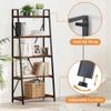 BON AUGURE Ladder Shelf Bookcase, 5-Tier Industrial Ladder Bookshelf, Tall Living Room Shelves, Wood and Metal Leaning Shelf for Home Office, Kitchen, Bedroom, Balcony (Rustic Oak) view 3