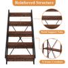 BON AUGURE Ladder Shelf Bookcase, 5-Tier Industrial Ladder Bookshelf, Tall Living Room Shelves, Wood and Metal Leaning Shelf for Home Office, Kitchen, Bedroom, Balcony (Rustic Oak) view 4