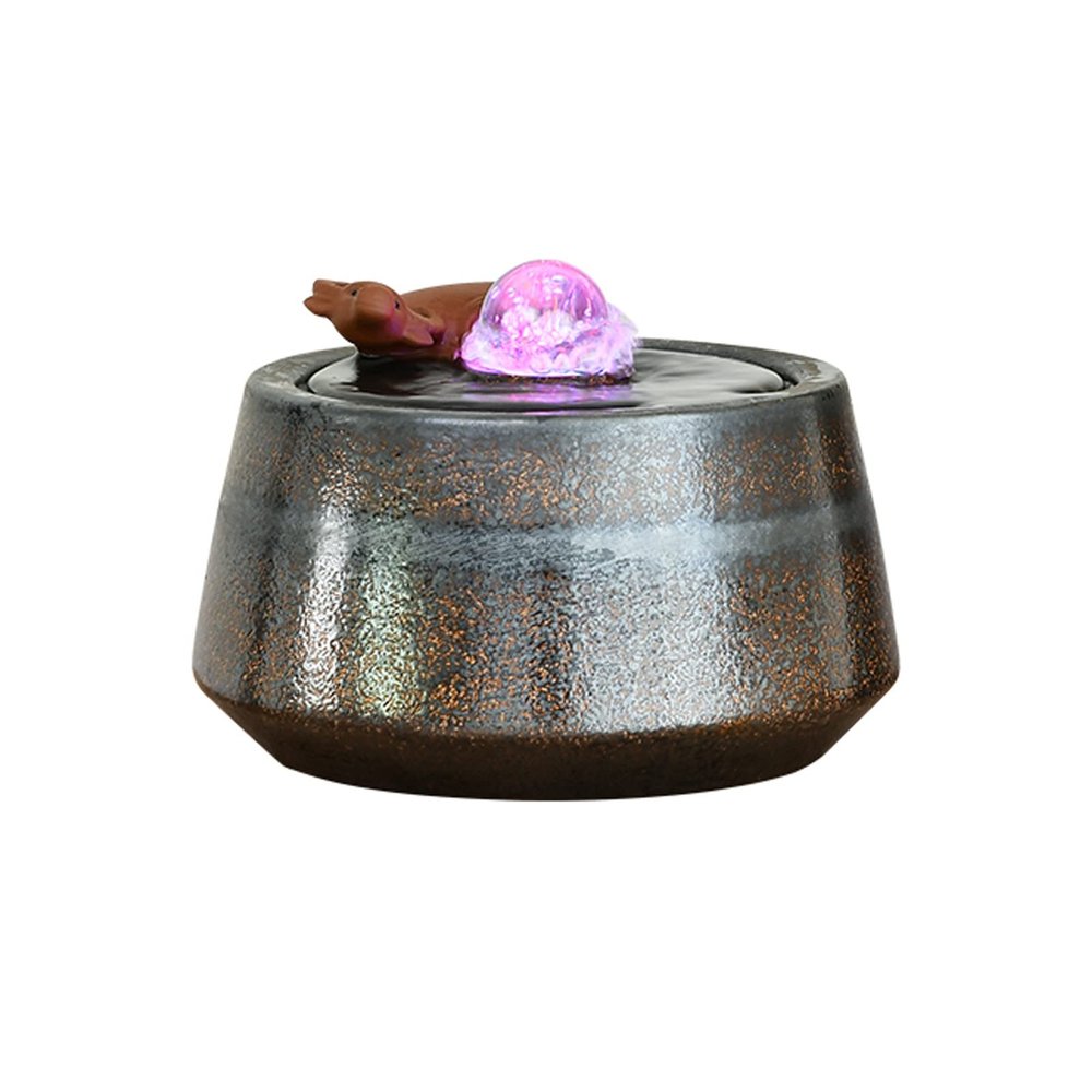 Tabletop Water Fountain Tabletop Water Fountain with Cow Sculpture Indoor Relaxation Water Fountains Feng Shui Waterfall Fountain for Home Living Room Office Decor Office Relaxation Meditation Fountai