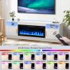 BREEZEHEAT Electric Fireplace TV Stand with 36 inch Fireplace Up to 80" TVs-Led Entertainment Center with Outlet, High Glossy Doors-70 inch TV CabinetModern Media Console for Living Room(White) view 3