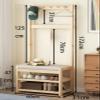 ELZEM Coat Rack Shoe Bench Entryway Hall Trees 3-in-1 Freestanding Clothes Rack 2-Tier Shoe Bench with Storage and Soft Cushion,5-14 Hooks for Entryway, Living Room, Hallway, Bedroom A,60 view 2