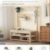 ELZEM Coat Rack Shoe Bench Entryway Hall Trees 3-in-1 Freestanding Clothes Rack 2-Tier Shoe Bench with Storage and Soft Cushion,5-14 Hooks for Entryway, Living Room, Hallway, Bedroom A,60 view 3