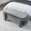 SZLIZCCC 65" Linen Fabric Storage Bench, 65" Vintage Upholstered Rolled Armed Button Tufted Stool Bench for Bedroom, Living Room, Entryway, Hallway, Dressing Room (Grey*) view 1
