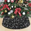 MODFUNS Sequin Christmas Tree Collar Black Glitter Christmas Tree Stand Base 24 Inch Velvet Tree Collar Skirt Sequins Xmas Tree Ring Shimmer Sequin Tree Skirt for Winter Holiday Christmas Tree Basket view 1
