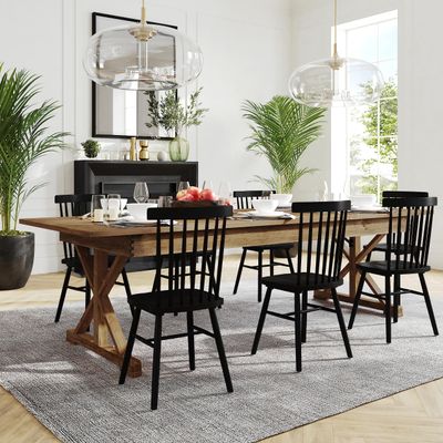 BizChair Folding Farmhouse Dining Room Table with X Legs, Commercial Grade Rectangular Solid Pine Farm Table for 10, 9' x 40", Antique Rustic