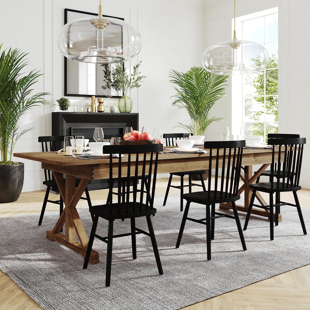 BizChair Folding Farmhouse Dining Room Table with X Legs, Commercial Grade Rectangular Solid Pine Farm Table for 10, 9' x 40", Antique Rustic