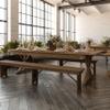 BizChair Folding Farmhouse Dining Room Table with X Legs, Commercial Grade Rectangular Solid Pine Farm Table for 10, 9' x 40", Antique Rustic view 4