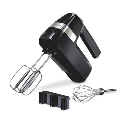 Hamilton Beach Electric Hand Mixer, 6 Speeds + Stir Button, 300 Watts of Peak Power for Powerful Mixing, Includes Whisk and Storage Clip, Black (62628)