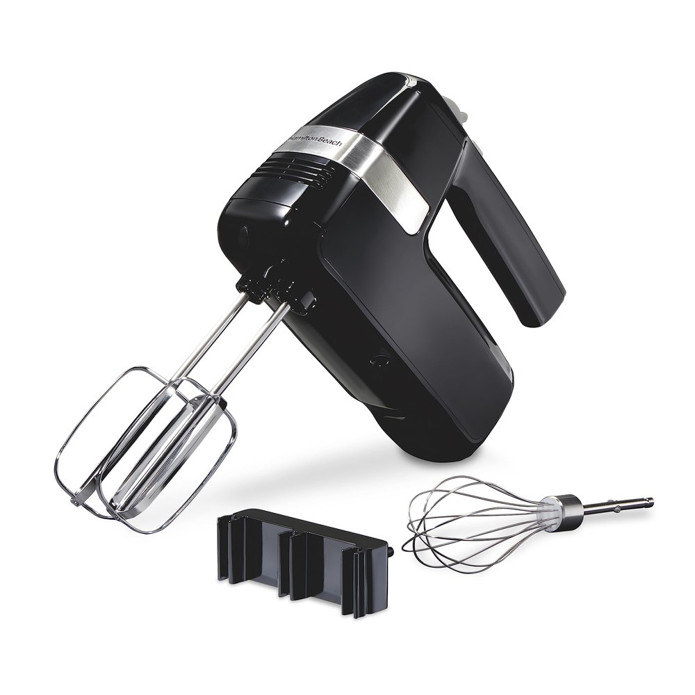 Hamilton Beach Electric Hand Mixer, 6 Speeds + Stir Button, 300 Watts of Peak Power for Powerful Mixing, Includes Whisk and Storage Clip, Black (62628)