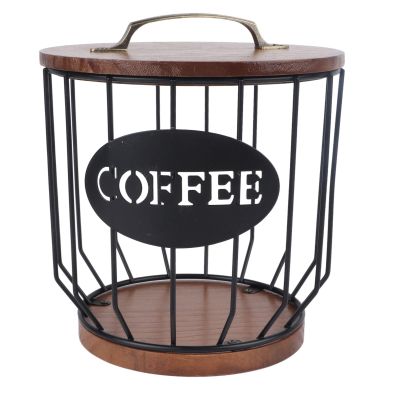Zerodis Rustic Coffee Filter Holder with Lid, Large Capacity Coffee Filter Holder Storage Coffee Pod Holder Organizer Coffee Filter Storage Container Basket for Counter (0291 C Black)