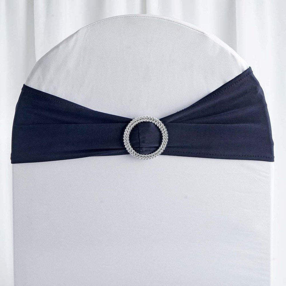 BalsaCircle Navy Blue Spandex Chair Sashes, 10 Count