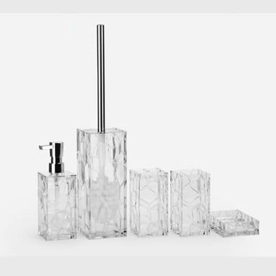 TITA-DONG Clear Bathroom Accessories Set 5 pcs Acrylic Bathroom Decor Gift Set - Toothbrush Holder, Toothbrush Cup, Dispenser Soap Dish Toilet Brush Set for Elegant Bathroom Decor and Gift Set(#1)