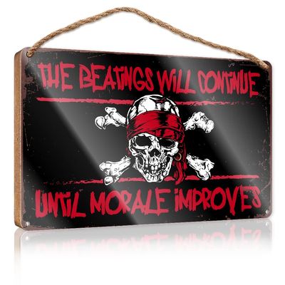 Wall Hanging Decor Sayings The Beatings Will Continue Until Morale Improves Wooden Sign Wood Sign Plaque Outdoor Wall Decor (Size : 20X30CM)