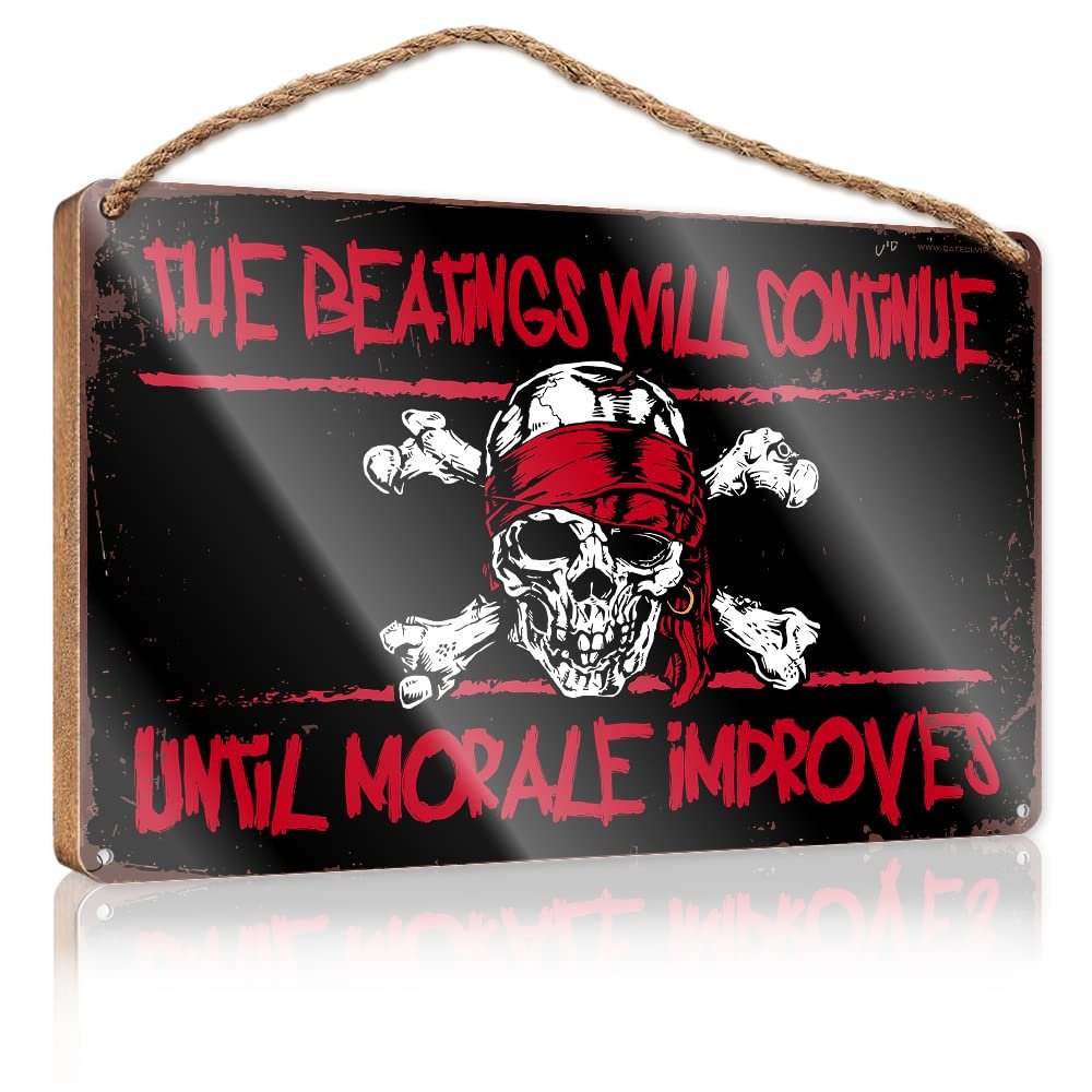 Wall Hanging Decor Sayings The Beatings Will Continue Until Morale Improves Wooden Sign Wood Sign Plaque Outdoor Wall Decor (Size : 20X30CM)