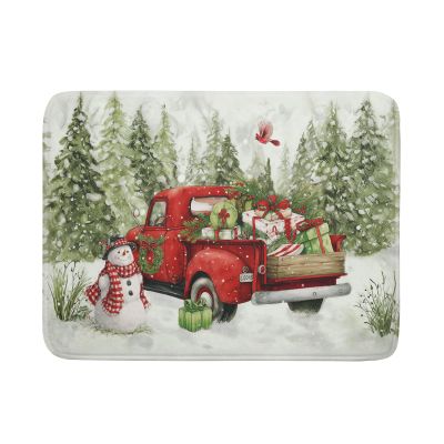 Christmas Red Truck Dish Mat for Kitchen Counter 18x24in, Winter Holiday Xmas Tree Snowman Farmhouse Absorbent Dishes Drainer Drying Mats Fast Dry Washable Microfiber Draining Pad
