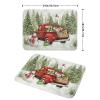 Christmas Red Truck Dish Mat for Kitchen Counter 18x24in, Winter Holiday Xmas Tree Snowman Farmhouse Absorbent Dishes Drainer Drying Mats Fast Dry Washable Microfiber Draining Pad view 2