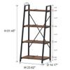 BON AUGURE Industrial Ladder Shelf Bookcase, 4 Tier Rustic Ladder Bookshelf, Standing Leaning Book Shelves for Living Room (Rustic Oak) view 2