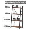 BON AUGURE Industrial Ladder Shelf Bookcase, 4 Tier Rustic Ladder Bookshelf, Standing Leaning Book Shelves for Living Room (Rustic Oak) view 4