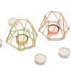 Candle Holder Stand Golden Iron Wire Aroma Romantic Candle Holder Candlestick Copper 3D Geometric Wedding Holidays Birthday Christmas Halloween Candlestick Holders (Color : Rose Gold) view 3