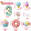 10Pcs Ice Cream Balloons, Donut Candy Birthday Number Mylar Foil Balloon Ice Cream Theme 3rd Birthday Party Supplies Decorations view 2