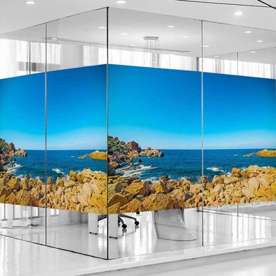 Aqua Green Blue Window Film Static Privacy Decoration Self Adhesive for UV Blocking Heat Control Glass Stickers, Pacific Ocean French Glass Films 31.5Wx55.1L-inch x2 Pcs