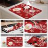 Christmas Dish Drying Mat for Kitchen Counter, Red Xmas Santa Winter Snowflake Absorbent Reversible Dish Drainer Rack Mats for Coffee Bar Mats 16''x18'' 2 PCS view 4