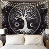 Wall Tapestry Black and White Tree of Life Tapestries Aesthetic Trippy Tapestrys Large Hippie Sun Moon Space Talestry Forest Wall Hanging Decor Nature Home tapestry's for Bedroom,Living Room,Ceiling view 1