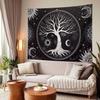 Wall Tapestry Black and White Tree of Life Tapestries Aesthetic Trippy Tapestrys Large Hippie Sun Moon Space Talestry Forest Wall Hanging Decor Nature Home tapestry's for Bedroom,Living Room,Ceiling view 2
