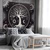 Wall Tapestry Black and White Tree of Life Tapestries Aesthetic Trippy Tapestrys Large Hippie Sun Moon Space Talestry Forest Wall Hanging Decor Nature Home tapestry's for Bedroom,Living Room,Ceiling view 3