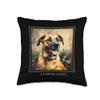 Black Mouth Cur Dog Garden Flowers Painting Pet Mom Dad Throw Pillow view 1