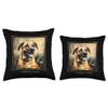 Black Mouth Cur Dog Garden Flowers Painting Pet Mom Dad Throw Pillow view 3
