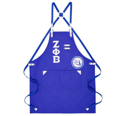 BBGreek Zeta Phi Beta Sorority Paraphernalia - Official Vendor - Canvas and Vegan Leather Apron - Apron with Pockets