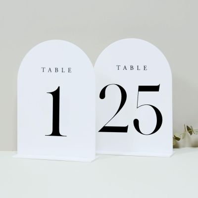 JINMURY White Arch Table Numbers for Wedding, 25 Pack 5"x7" White Arch Acrylic Table Numbers 1-25 with stand, Perfect for Wedding Event Reception
