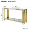 SSLine Modern Luxury Console Table Rectangular Glass Accent Entryway Table for Hallway Living Room, 2-Tier Storage, Gold Pipe Stainless Steel Frame Design view 2