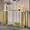 SSLine Modern Luxury Console Table Rectangular Glass Accent Entryway Table for Hallway Living Room, 2-Tier Storage, Gold Pipe Stainless Steel Frame Design view 4