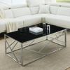 SSLine Black Glass Coffee Table with Silver Stainless Steel Legs Luxury Rectangular Coffee Table for Living Room Modern Elegant Cocktail Center Table with Irregular Line Frame Decor for Home Office view 1