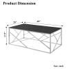 SSLine Black Glass Coffee Table with Silver Stainless Steel Legs Luxury Rectangular Coffee Table for Living Room Modern Elegant Cocktail Center Table with Irregular Line Frame Decor for Home Office view 2