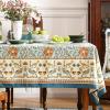 patdrea Designer French Linen Blue Tablecloth for Rectangle Table,Vintage Floral Table Cloth,Colorful Decoration Fall Cover Kitchen Dining for Thanksgiving,Tea Party,Christmas,63"x87"-Wensel view 2