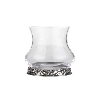 A E Williams Scottish Thistle Flower Whisky Tasting Glass Set with Pewter Base | Heavy Bottom Design | Large Dram Glasses for Perfect Party Gift