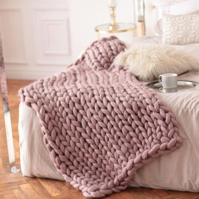 MBROS Bed Throws,Knitted Weighted Blanket,Chunky Knit Blanket,Yarn Filling-Hand Woven Knotted Blankets for Bed Sofa Chair, Chunky Yarn Blanket for Home Decor