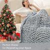 MBROS Bed Throws,Knitted Weighted Blanket,Chunky Knit Blanket,Yarn Filling-Hand Woven Knotted Blankets for Bed Sofa Chair, Chunky Yarn Blanket for Home Decor view 2