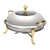 Round Chafing Dish Stainless Steel Chafer Roll Top Chafer for Catering Buffet Warmer Set Dinner Serving Buffet Warmer with Pans and Fuel Holders for Home and Restaurant Use(Style 12,Gold) view 1