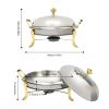 Round Chafing Dish Stainless Steel Chafer Roll Top Chafer for Catering Buffet Warmer Set Dinner Serving Buffet Warmer with Pans and Fuel Holders for Home and Restaurant Use(Style 12,Gold) view 2