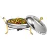 Round Chafing Dish Stainless Steel Chafer Roll Top Chafer for Catering Buffet Warmer Set Dinner Serving Buffet Warmer with Pans and Fuel Holders for Home and Restaurant Use(Style 12,Gold) view 3