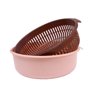 XTEES Kitchen Utensils Double-Layer Plastic Drainage Basket Thickened Large Plastic Storage Vegetable Drainage Basket Products