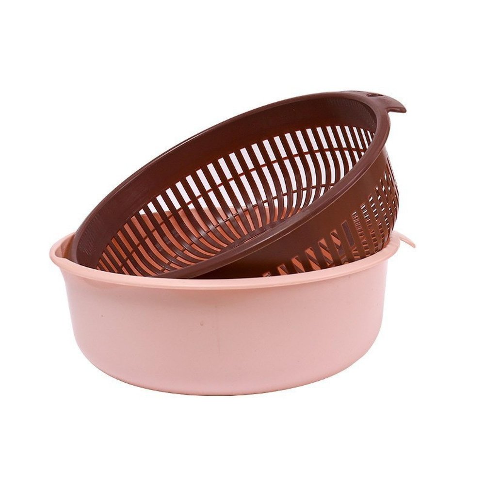 XTEES Kitchen Utensils Double-Layer Plastic Drainage Basket Thickened Large Plastic Storage Vegetable Drainage Basket Products