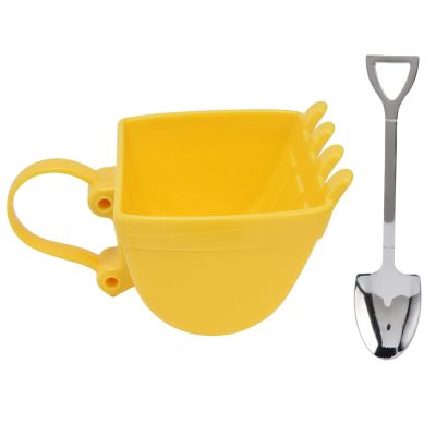 Excavator Model Coffee Mug, Excavator Tea Cup with Spoon, Decorative Bucket Tea Cup, Novel Milk Coffee Cup, Funny Birthday Gift, Dessert Cup Collection Decoration, Suitable for Cafe, Dessert Store