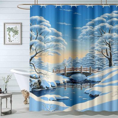 JOSUE Shower Curtain, Blue,White Shower Curtains for Bathroom Decorative Waterproof Fabric, Bath Curtain Decor for Bathroom with 12 Hooks - 180x200cm(65x78in)